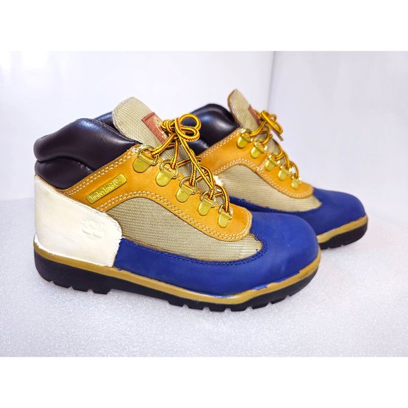 Hand-Painted Distressed Tan Wheat Timberland Grade School Field Boots Boys Sz 4 - Picture 3 of 12